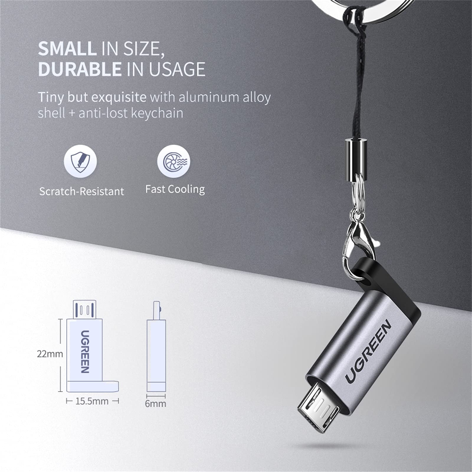 UGREEN Micro USB Adapter USB C na Micro USB, obudowa aluminiowa, 2 sztuki.