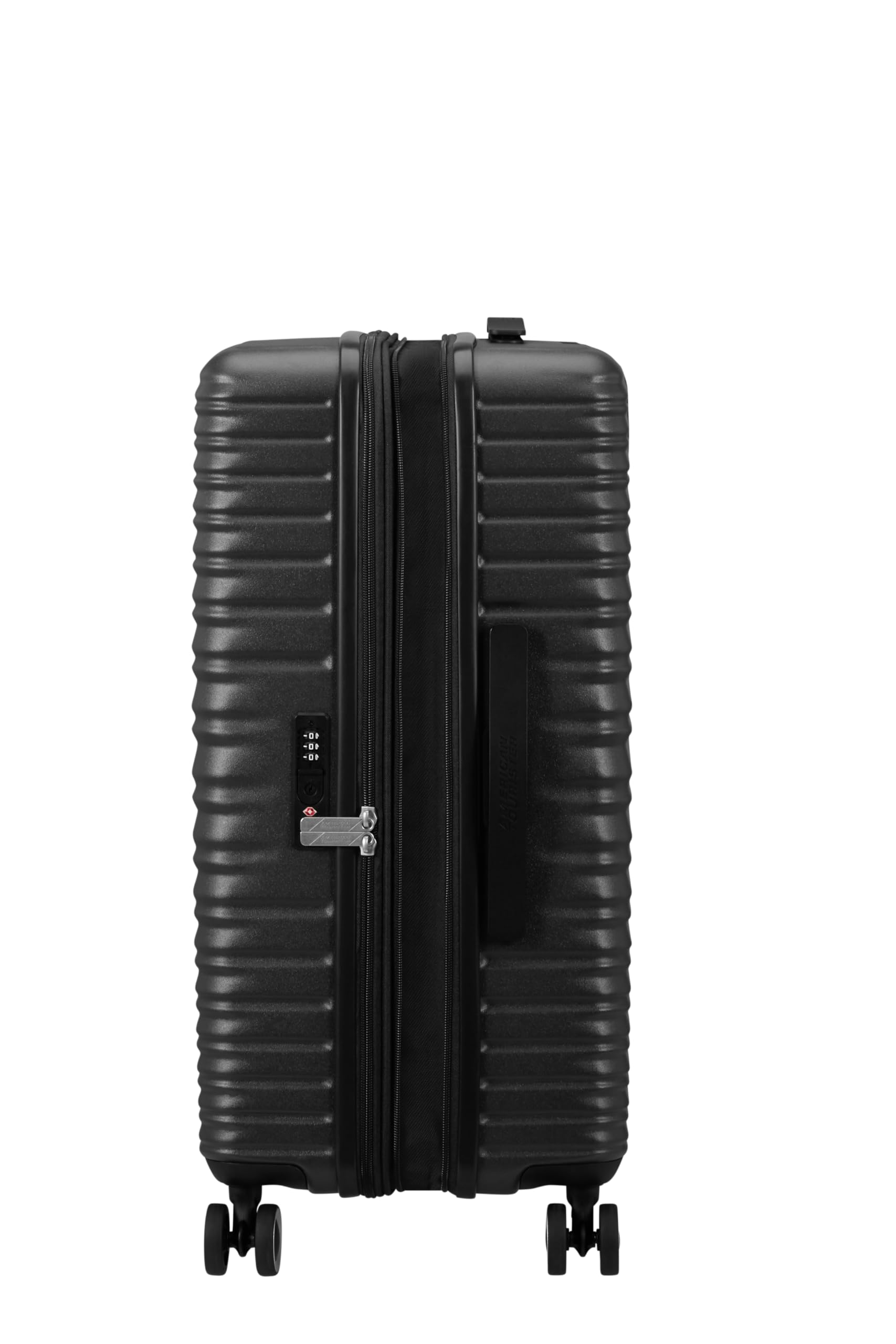 American Tourister Aerotech - Set di valigie rigide da 3 pezzi (bagaglio a mano, medio, grande), espandibile, set di trolley con lucchetto TSA - nero (nero metallizzato)