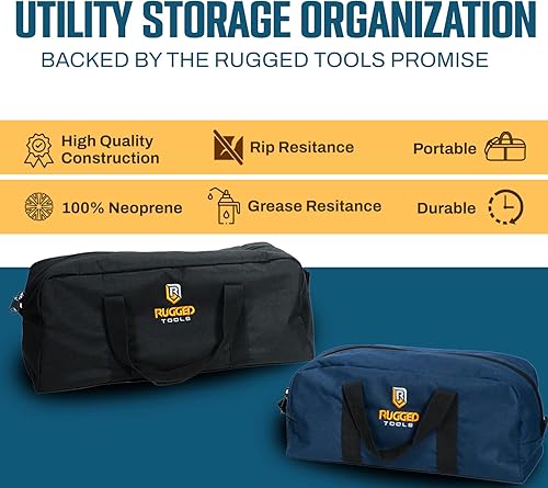 Miniatura 3 de Rugged Tools Combo de bolsa de herramientas – Incluye 1 bolsa de herramientas pequeña y 1 mediana – Bolsas organizadoras para electricista,