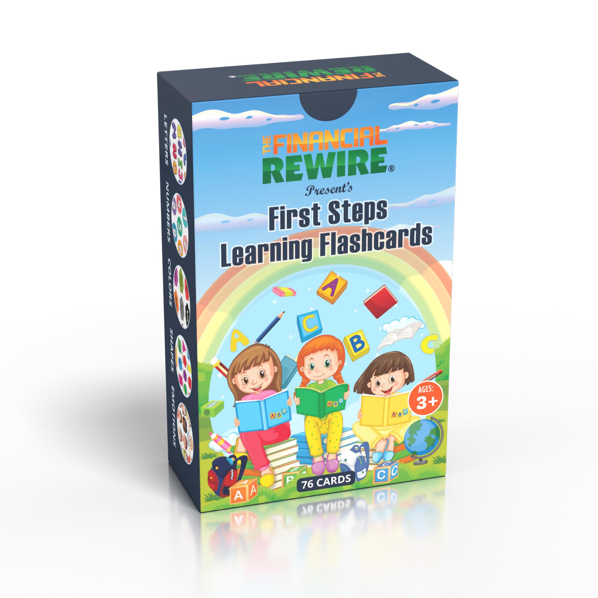 First Steps Learning Flashcards - 76 Cards for Toddlers & Kids - Letters, Numbers, Colors, Shapes & Emotions - Early Learning Tool for Ages 3+