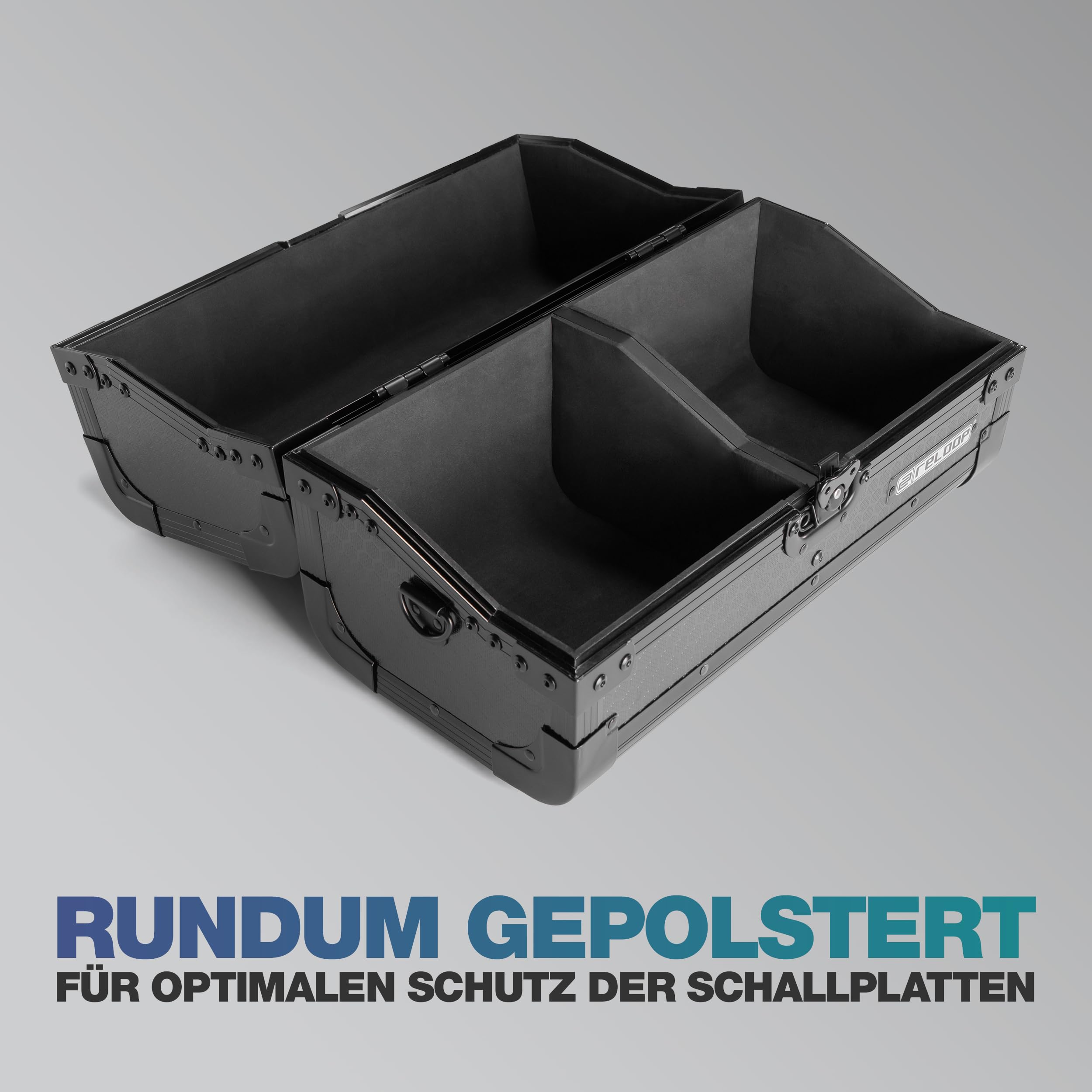 Reloop 7'' Record Case 150 Black - Robuste Konstruktion mit kratzfester Hexa-Oberfläche in mattem Schwarz