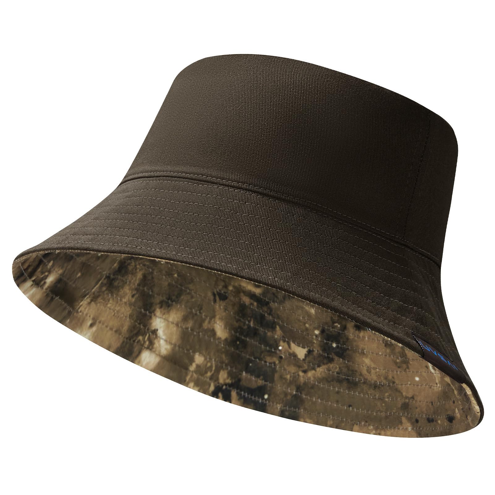 UVSAI UPF 50+ Reversible Foldable Sun Bucket Hat for Hiking Fishing Beach Safari Men Women, Brown/Brown Camo, M