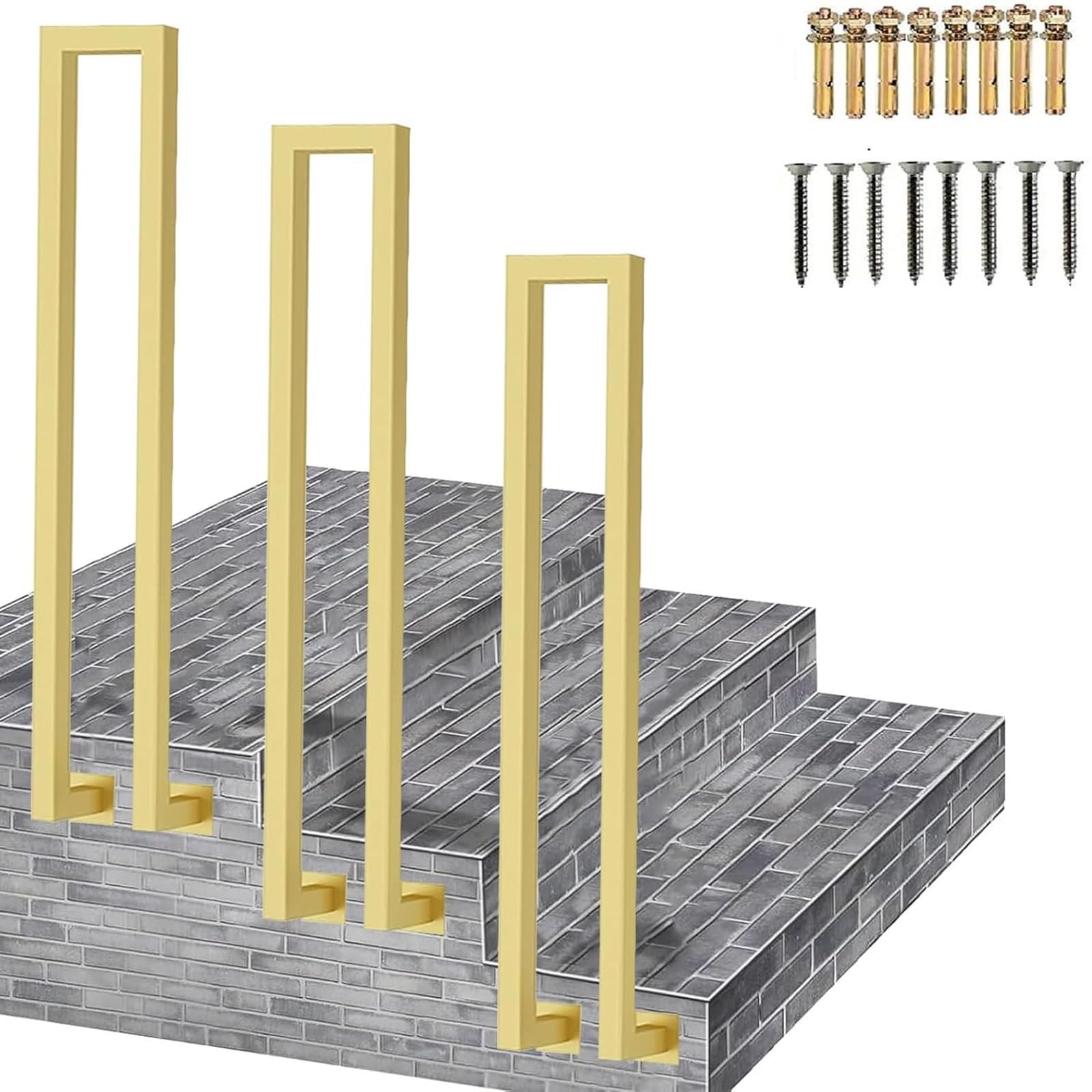 Zyntho Gold U-Shaped Stairs Handrail, Outdoor Side Mount Stair Railing, 35-100Cm Non-Slip Hand Rail Guardrail, For Indoor And Outdoor Garden Attic Steps Decoration Staircase Handrails(95Cm/3.1Ft)