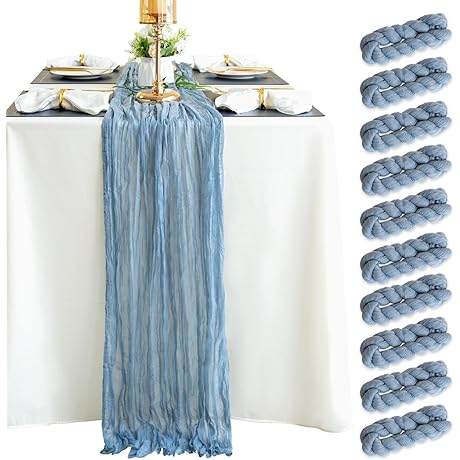 10 Pack Dusty Blue Cheesecloth Table Runner: A Touch of Ethereal Elegance