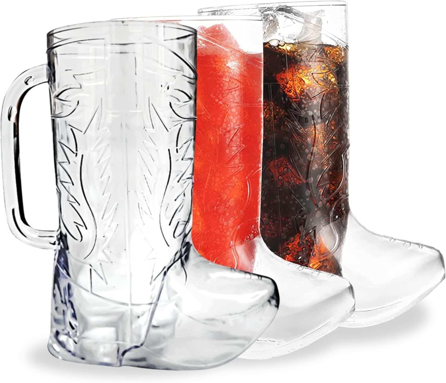 4E's Novelty Cowboy Boot Mug Cups 12 Pack - 17 oz Reusable Hard Plastic, BPA Free Cowgirl Drink Mugs for Western Birthday Party Supplies