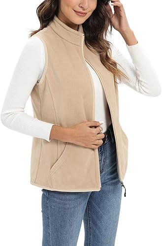 Xeoxarel Chaleco de forro polar para mujer con 6 bolsillos (XS-2XL)