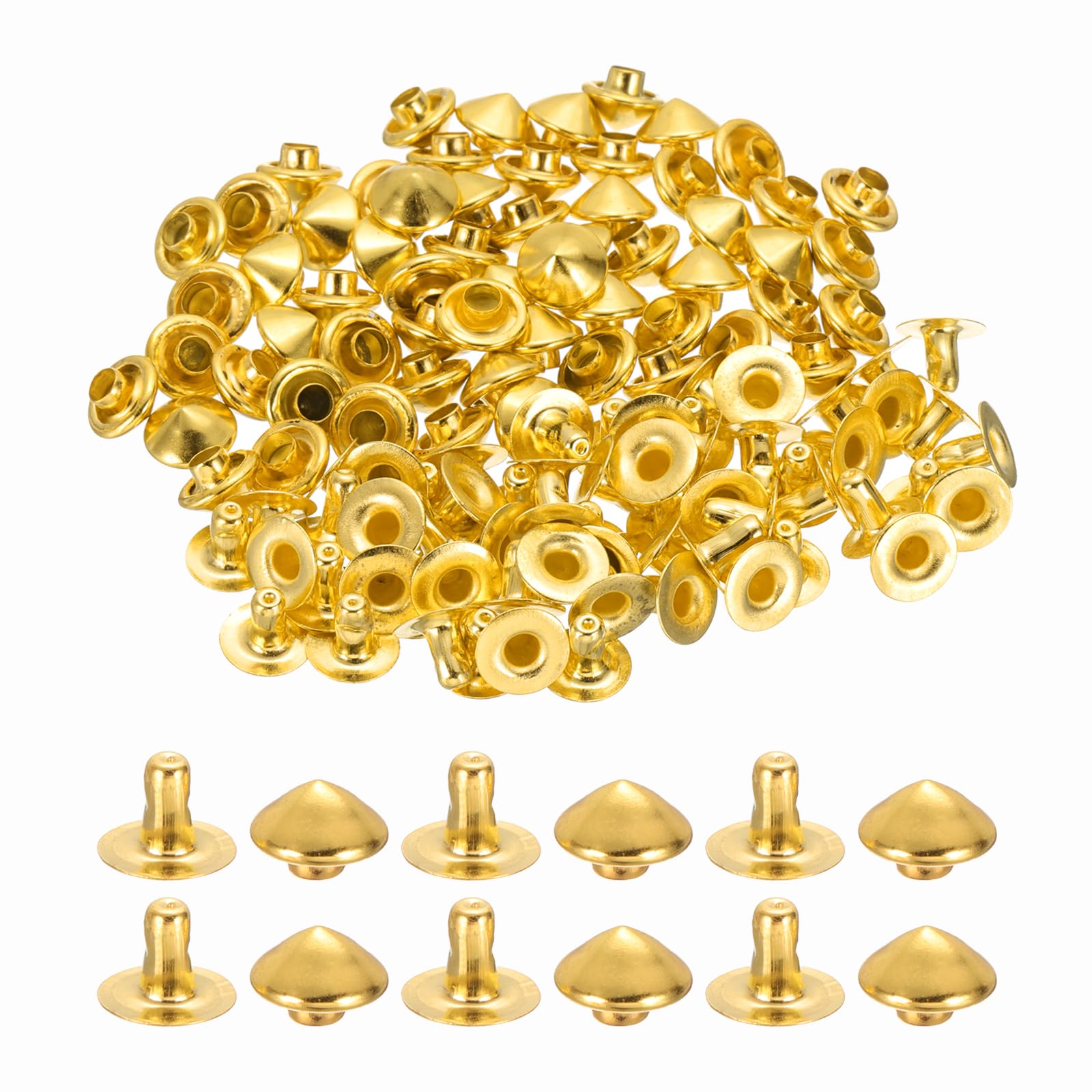 Remaches de puntas de 8mm PATIKIL con 100 juegos de tachuelas redondas color dorado para cuero