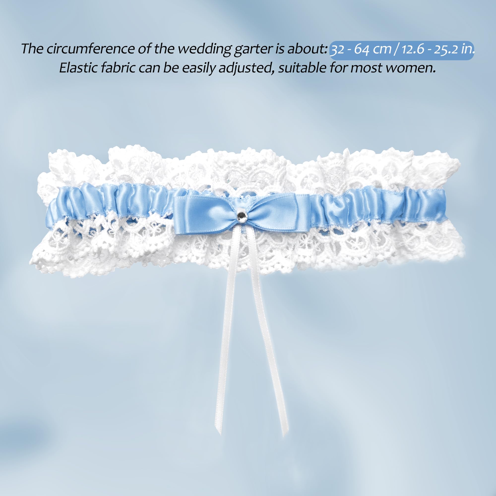 Bride Wedding Garter, Lace Bridal Garter Elastic Ribbons for Wedding, Party, Gifts for Women and Girls (Blue)