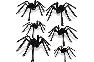 Aitey 6 PCS Realistic Hairy Scary Spider Set: Halloween Spooky Decorations