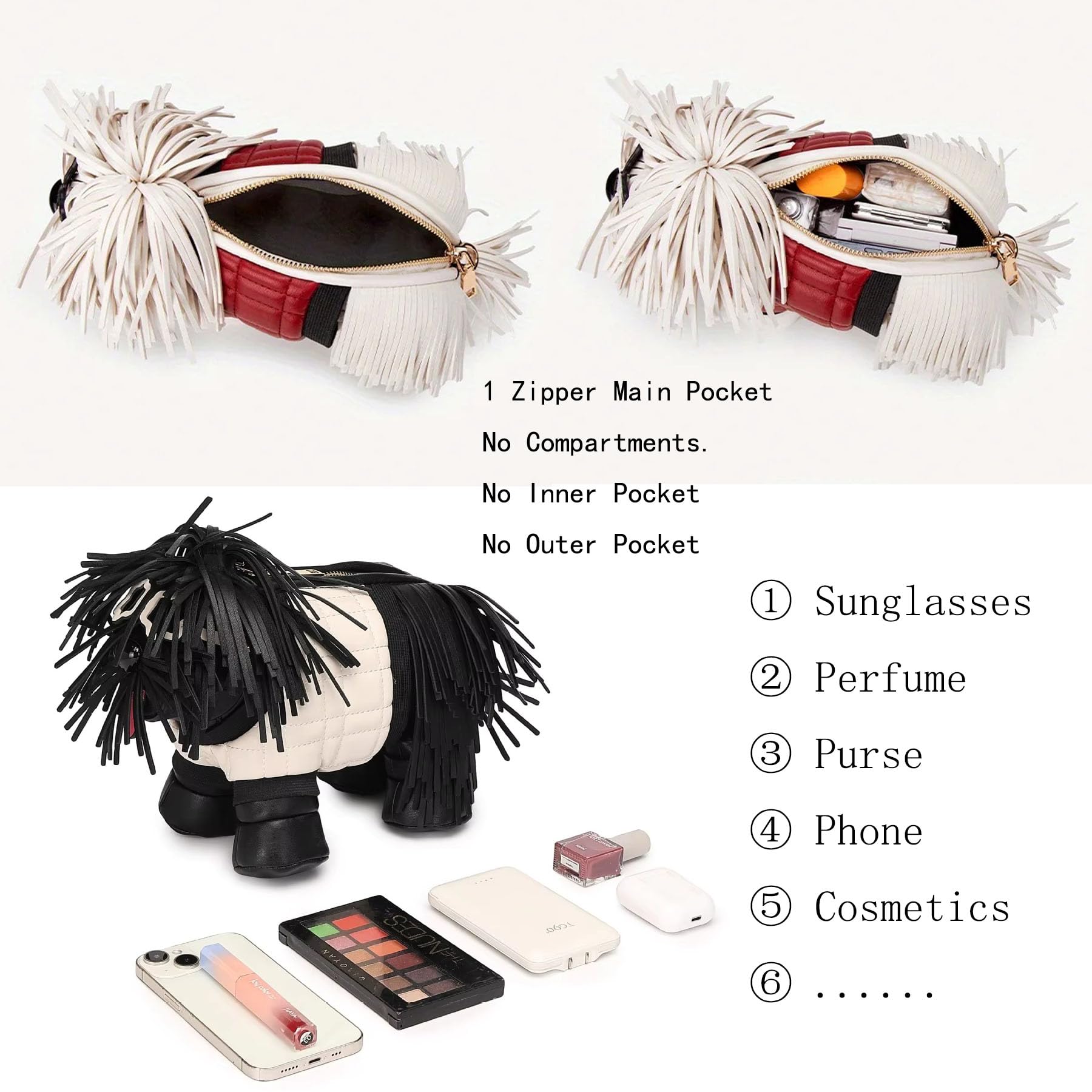 Damen-Handtasche in Hundeform, Umhängetasche, Schultertasche, Cartoon-Neuheit, einzigartiges PU-Leder, luxuriöser Abend-Quasten-Stil Y2KPurse