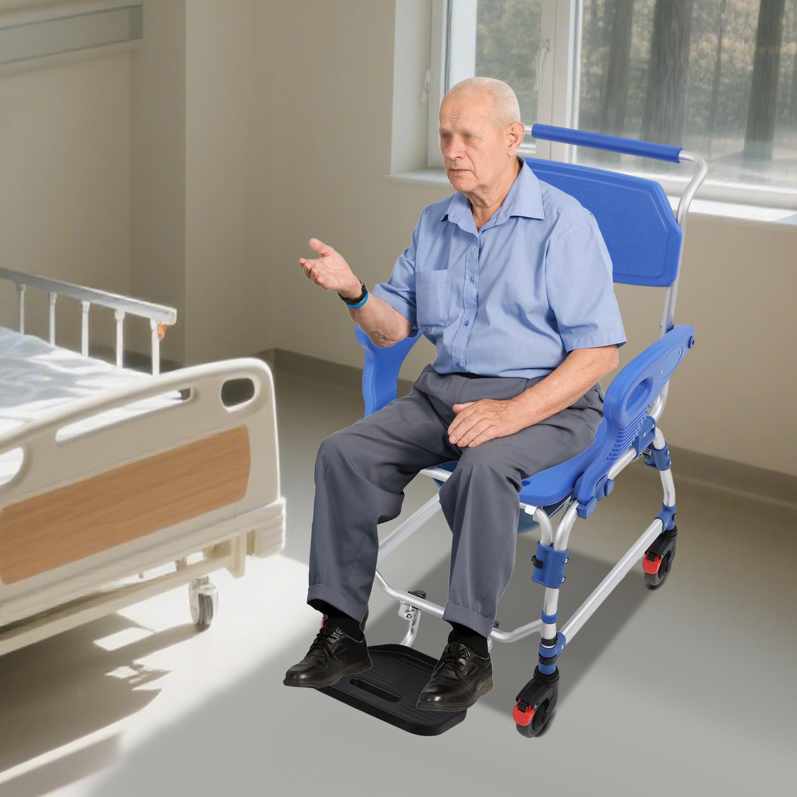 Sillas de inodoro móviles con ruedas, sillas de ducha móviles especialmente para personas mayores, sillas de ruedas de ducha móviles, sillas de inodoro, adecuadas para pacientes, personas mayores