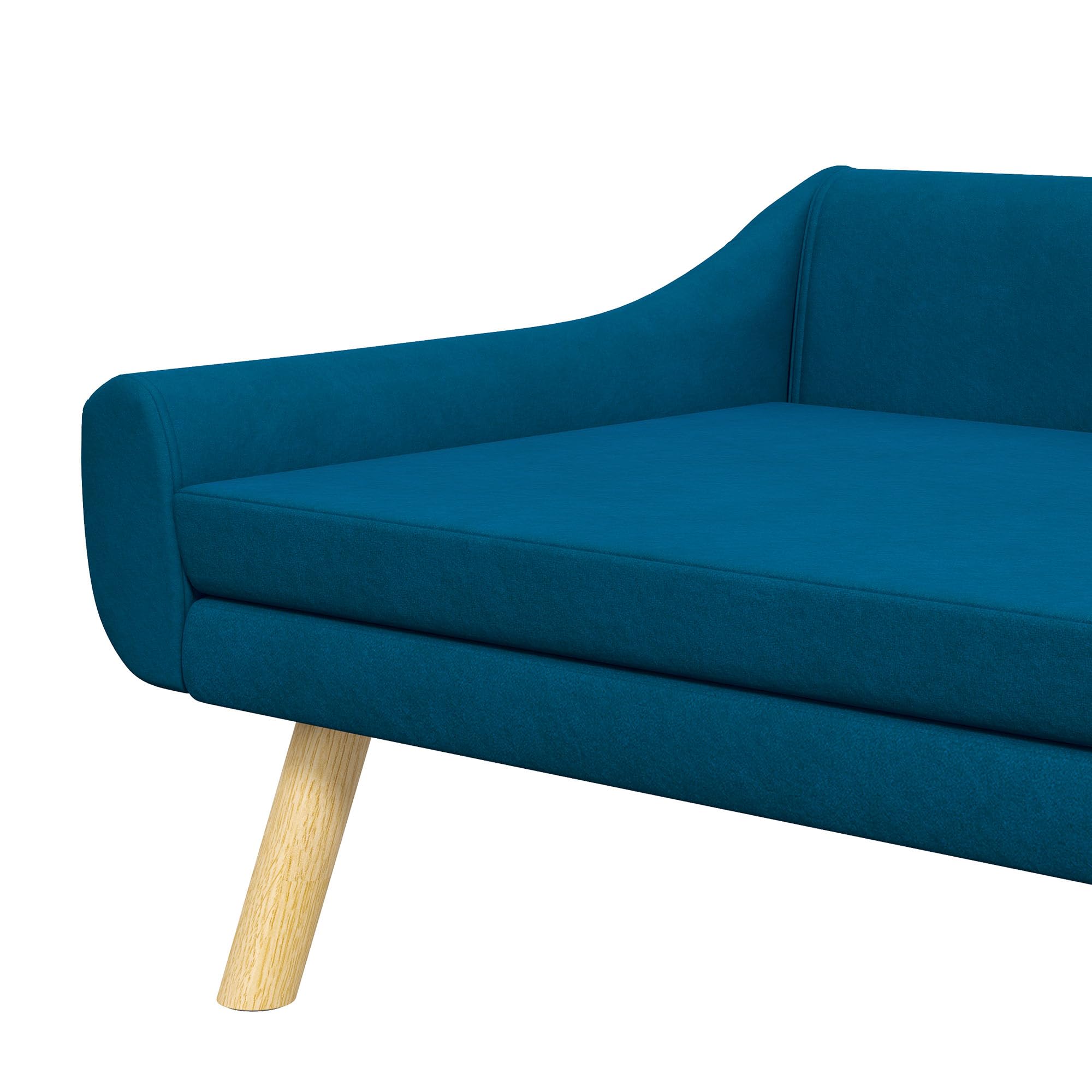 PawHut - Sillon Cama para Perro, Gato, Diseño Escandinavo, Cojín Mullido, Extraíble, Tejido de Terciopelo, Patas de Madera Maciza, 102 x 58,5 x 42,5 cm, Color Azul