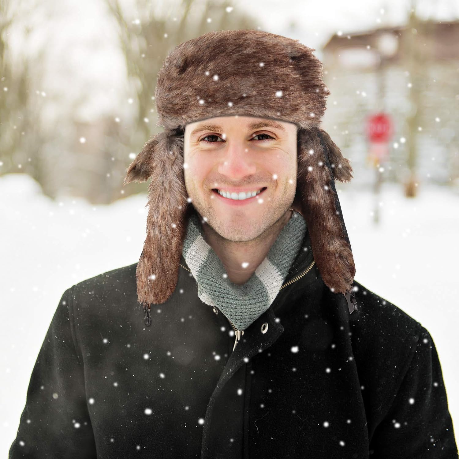 SATINIOR 1 Pcs Unisex Trapper Hat with Chin Strap Earflaps Hat
