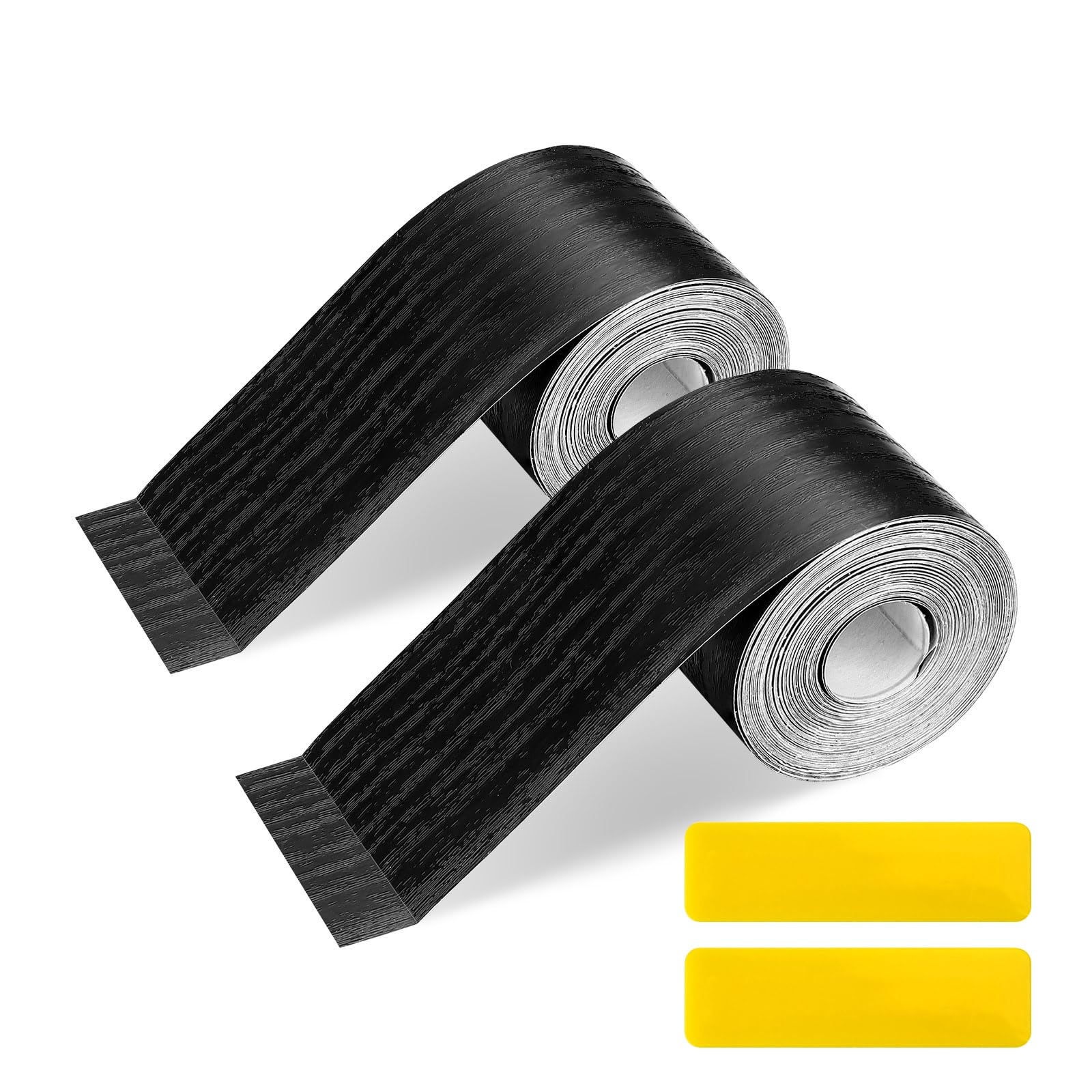 Thatyro 2 Roll Black Wood Grain Wallpaper Border Peel and Stick with Scraper Tool, Waterproof Mirror Frame Border Tape, Self Adhesive Wall Paper Border Trim for Bathroom Kitchen Decor (1.9" x 16.4 Ft)