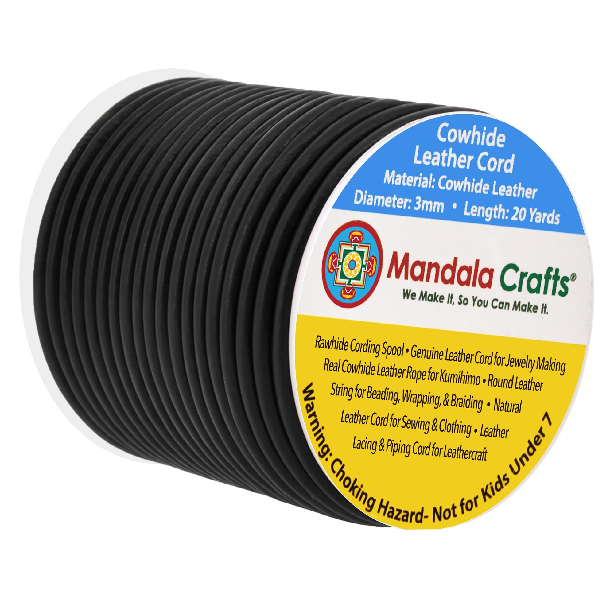 Amazon.com: Mandala Crafts Round Cowhide Genuine Black Leather