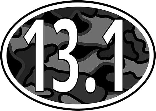 13.1 - Adhesivo de camuflaje para correr de media maratĂłn, vinilo extraĂble, resistente a los rayos UV, color negro y gris (4 x 3 pulgadas ovalado) 13.1 - Adhesivo de camuflaje para correr de media maratĂłn, vinilo extraĂble, resistente a los rayos UV, color negro y gris (4 x 3 pulgadas ovalado)