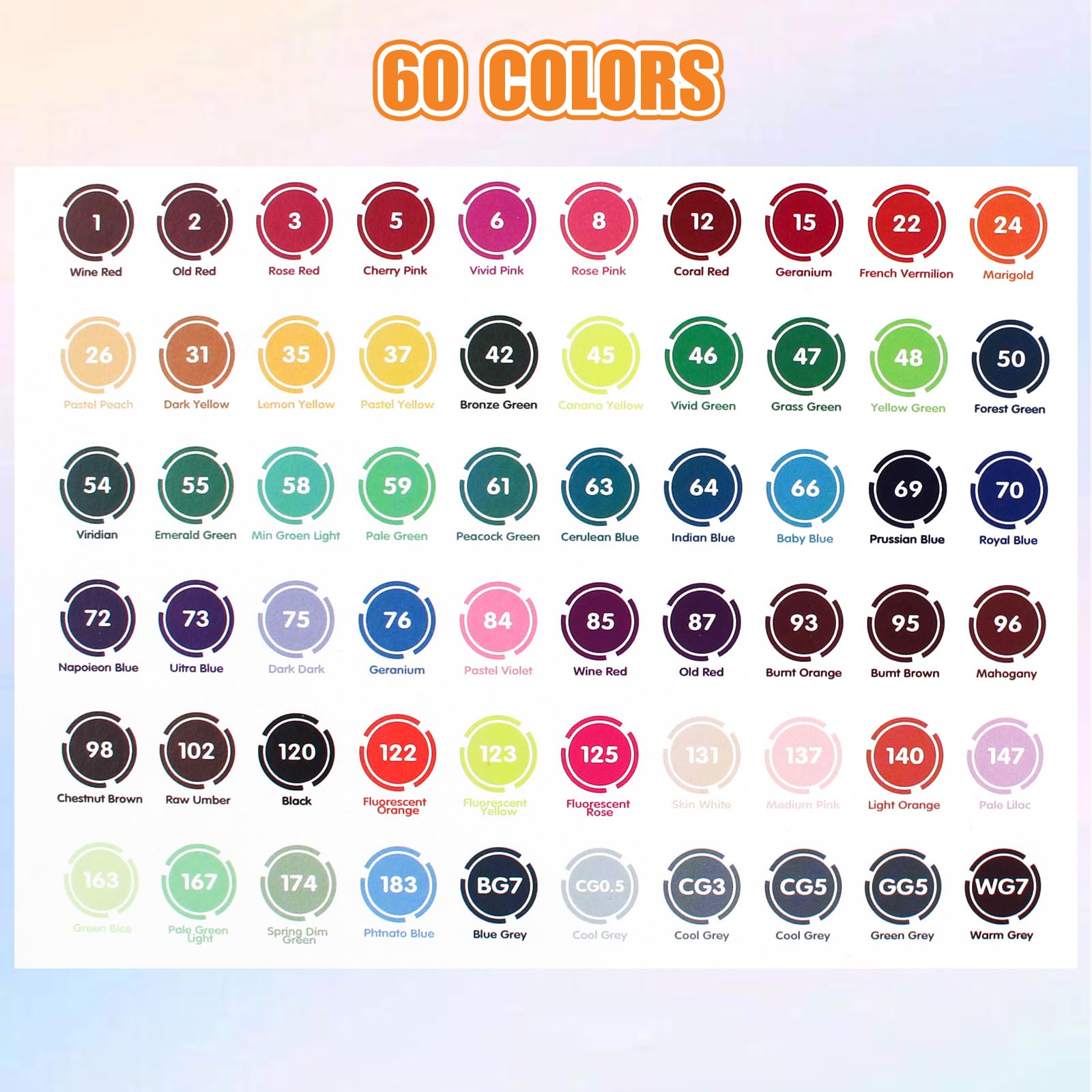 Lot de 60 marqueurs pinceaux à alcool avec application gratuite, stylos à alcool pour adultes et enfants, marqueurs de dessin pour manga, dessin et croquis