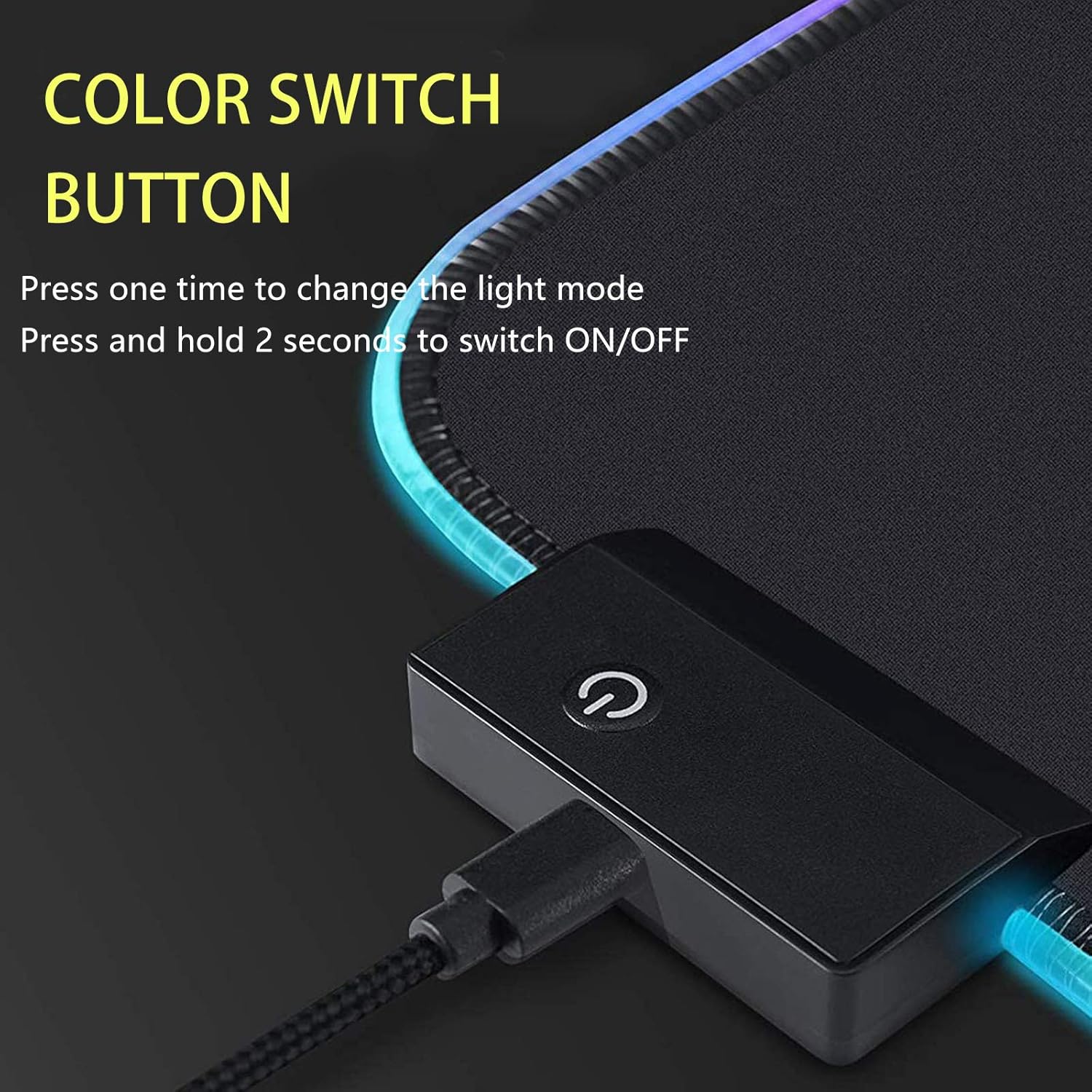 RGB Gaming Mouse Pad, Small Size Glowing Water-Resistant Soft LED Mouse Pad (13.8 x 9.8 x 0.16”) with 14 Lighting Mode, Anti-Slip Rubber Base Mouse Mat for PC LaptopOfficeHomeTravel, L-Black