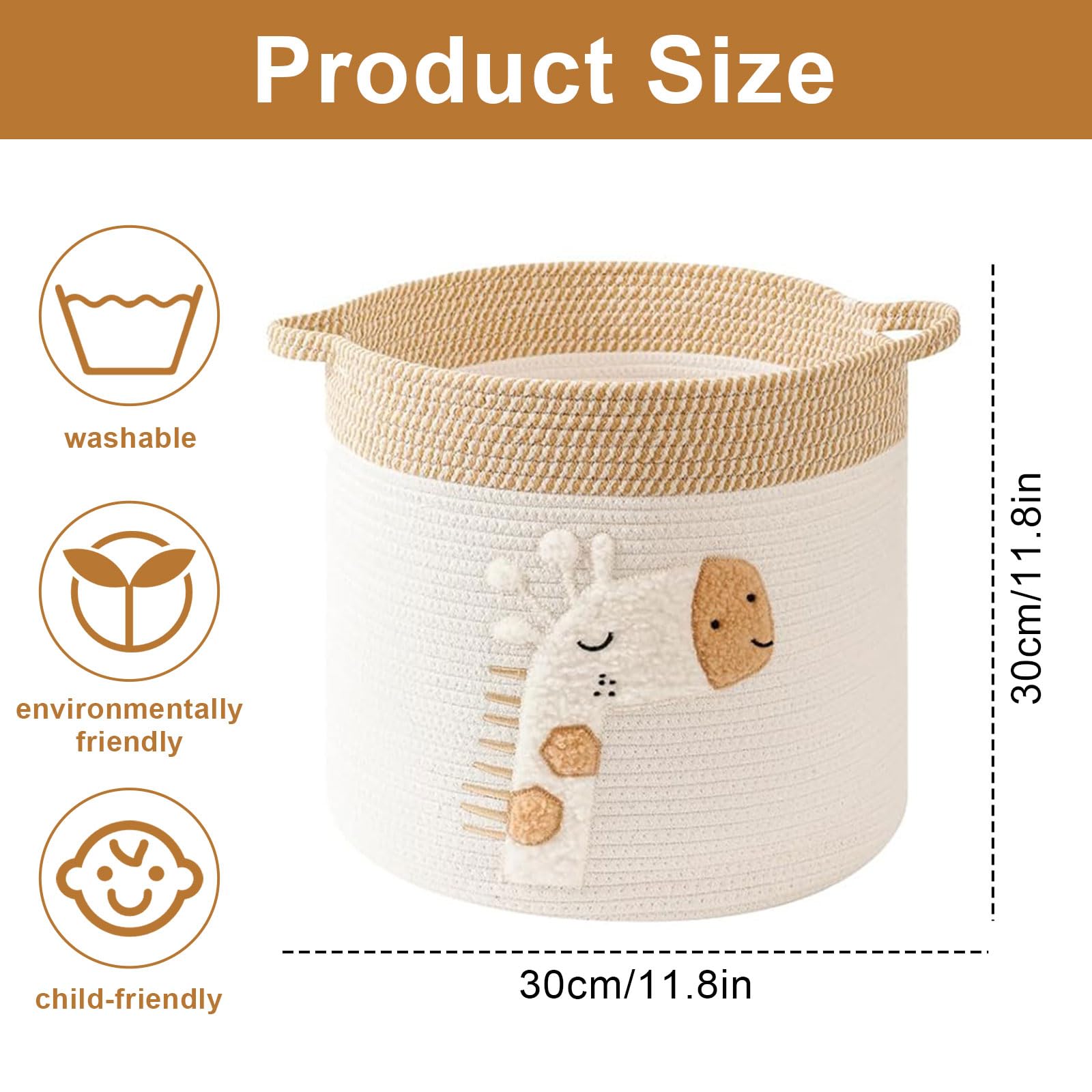 Cesto portaoggetti, fasciatoio per la cameretta dei bambini, con manici, cestino portaoggetti in cotone per la cameretta dei bambini, organizer per giocattoli, mensola da bagno
