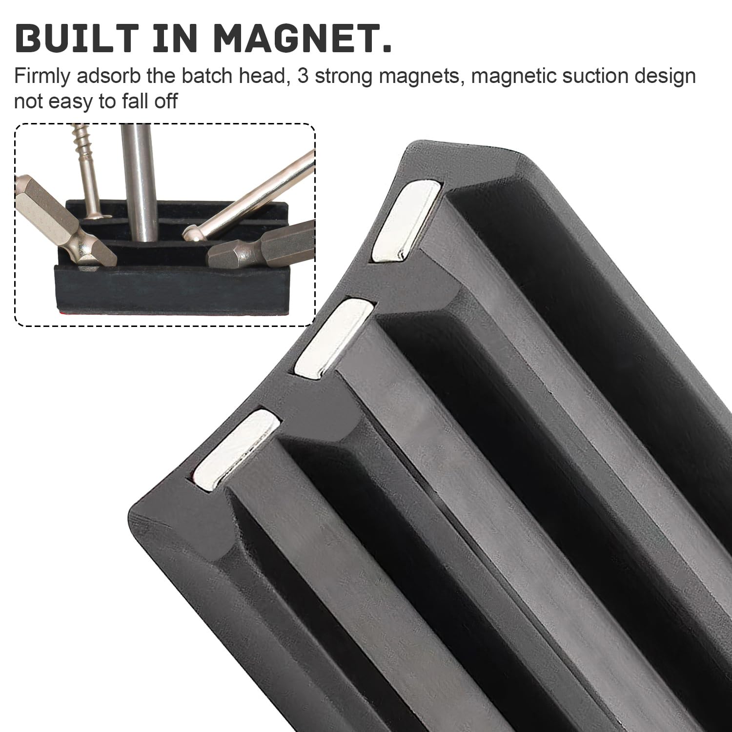 2 Stück Magnetische Bit Halter, Kleberückseite Magnetstreifenverstärkung, Starker Halt für Bohrer, Kompatibel Mit den Meisten Bohrmaschinen und Schraubendrehern (Schwarz)