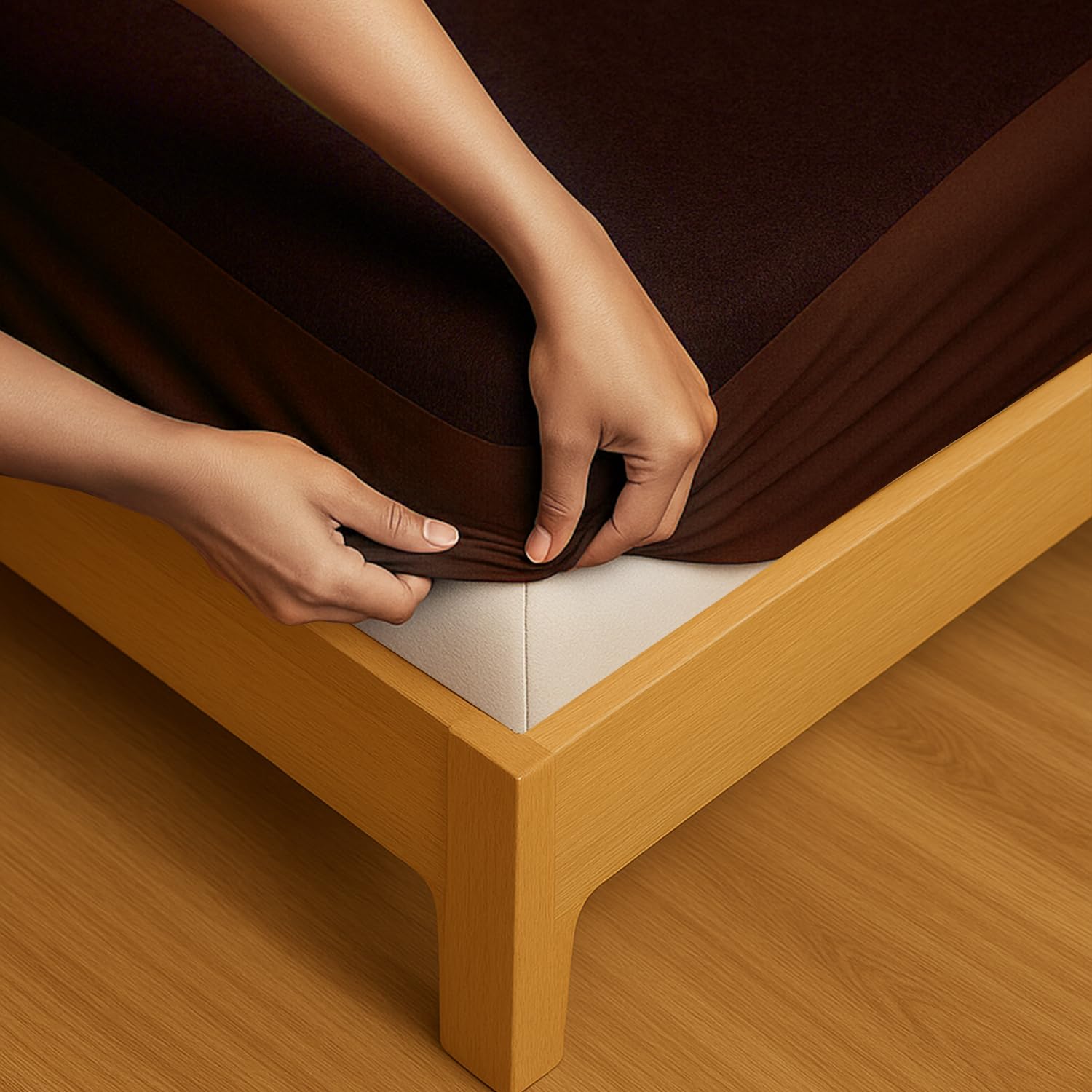 CANWAY Single Bed 78 x 36 in |6.5 × 3 feet| 100% Cotton Waterproof Mattress Protector | Mattress Protector Single Bed | Breathable Fitted Bed Protector | Brown