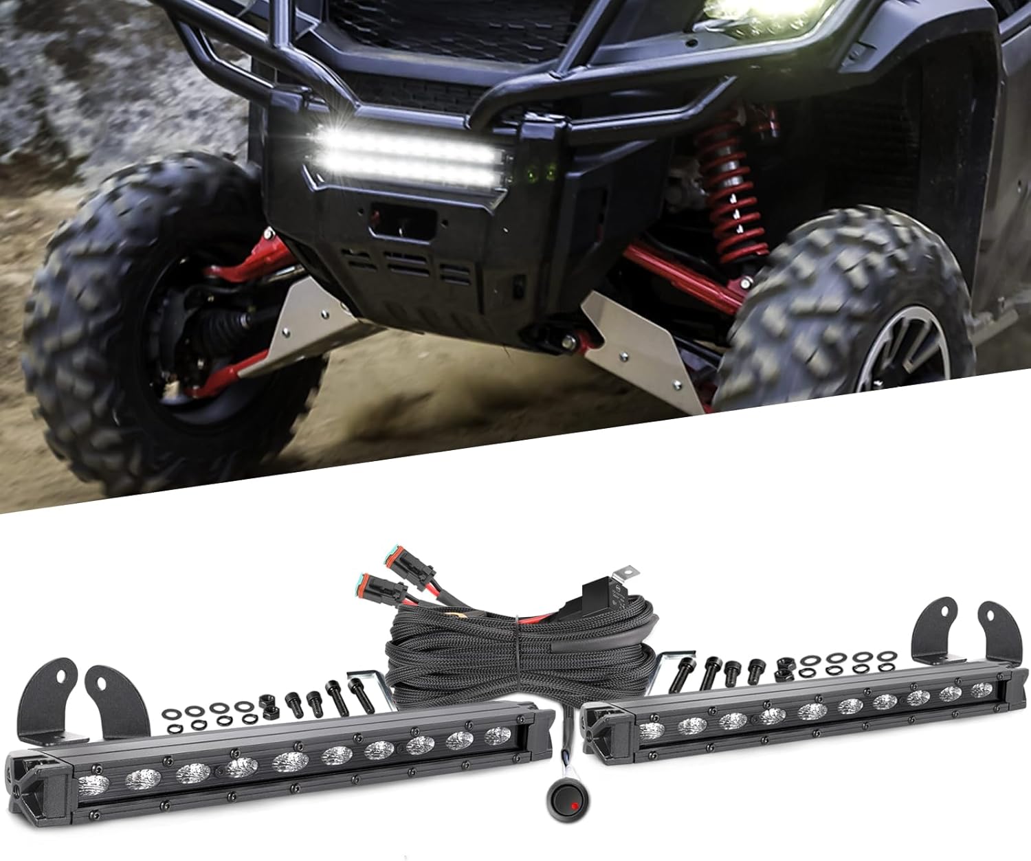 10 Inch Single Row LED Light Bars with Wiring Harness