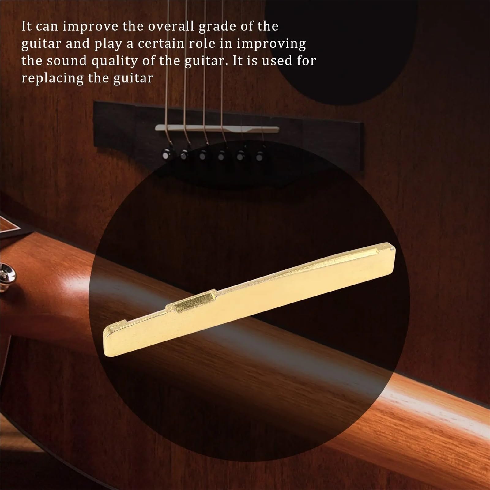 Set di dadi a sella in ottone per chitarra acustica | Migliora il tono e il sustain con perni in ottone massiccio, sella e dadi per chitarra acustica.