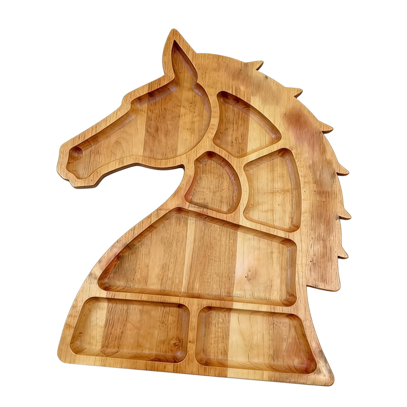 Tsophreniq Wooden Horse Shape Serving Tray with Multiple Compartments for Cheese Fruits Nut and Snacks Bucolic Home Decors Horse Head Cheeseboard