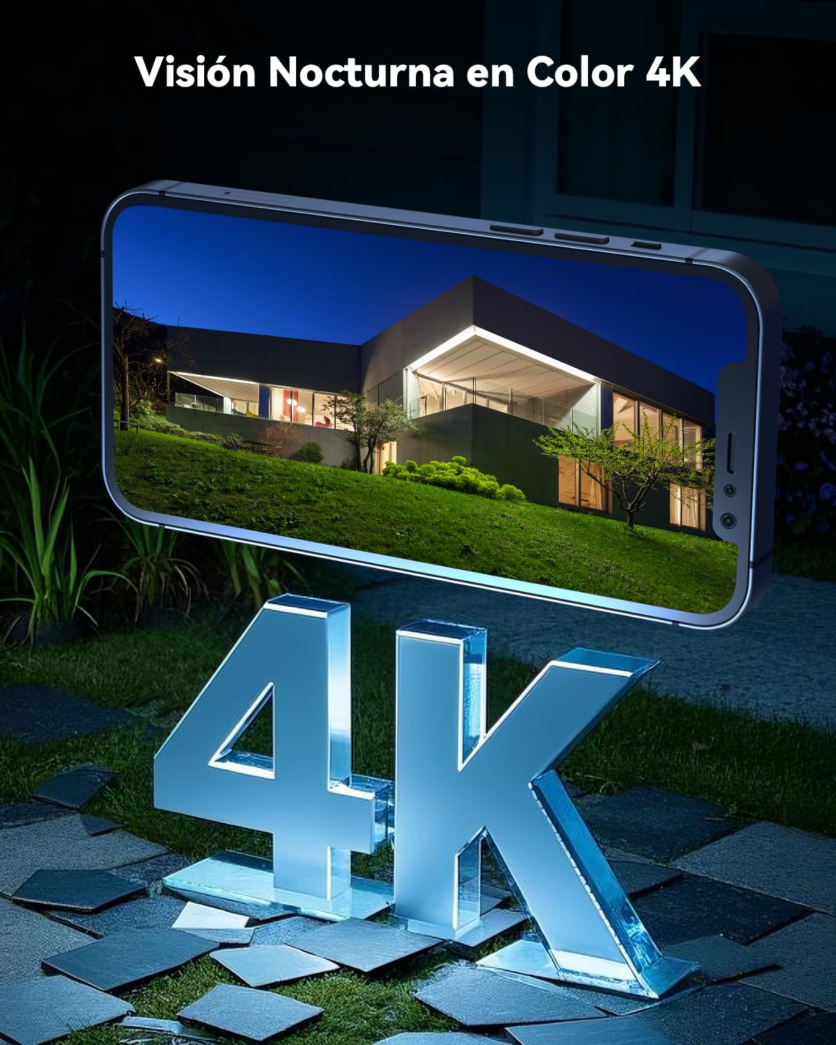 COCOCAM 4K 8MP Camara Vigilancia WiFi Exterior Solar con Panel Solar de 6W | 4K Visión Nocturna en Color, Reconocimiento por IA, Detección Humana Mediante PIR,355°P 90°T, WiFi 2.4GHz