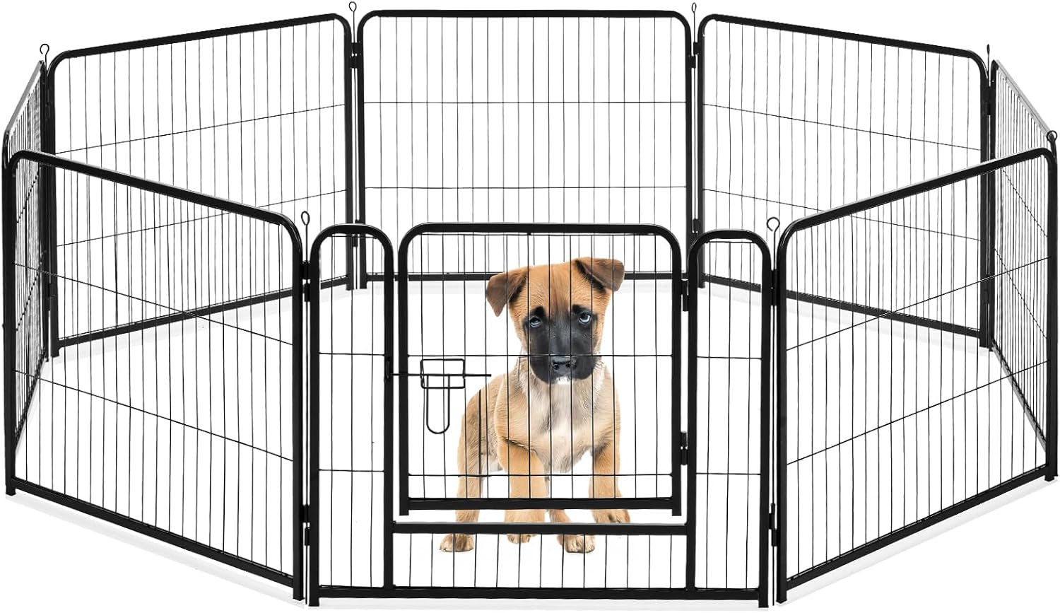 NEWBULIG Dog Playpen Indoors 8 Panels 24" for Small and Puppy Dogs Portable and Foldable Pet Fence with Door Heavy Duty Metal Dog Exercise Play Pen for Outdoor Yard
