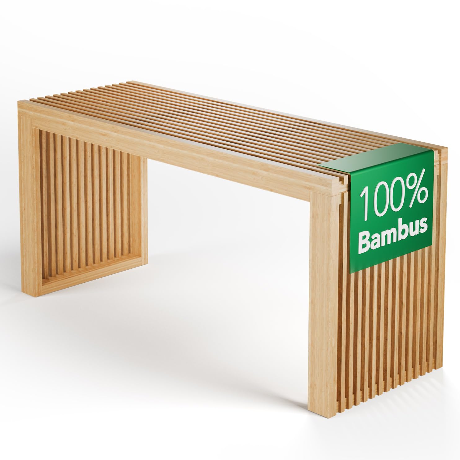 NewHabitat Sitzbank aus Bambus – Stilvolle Sitzbank für Flur, Esszimmer, Schlafzimmer & Badezimmer – Hochwertige Garderobenbank Holz (90x43x33cm)
