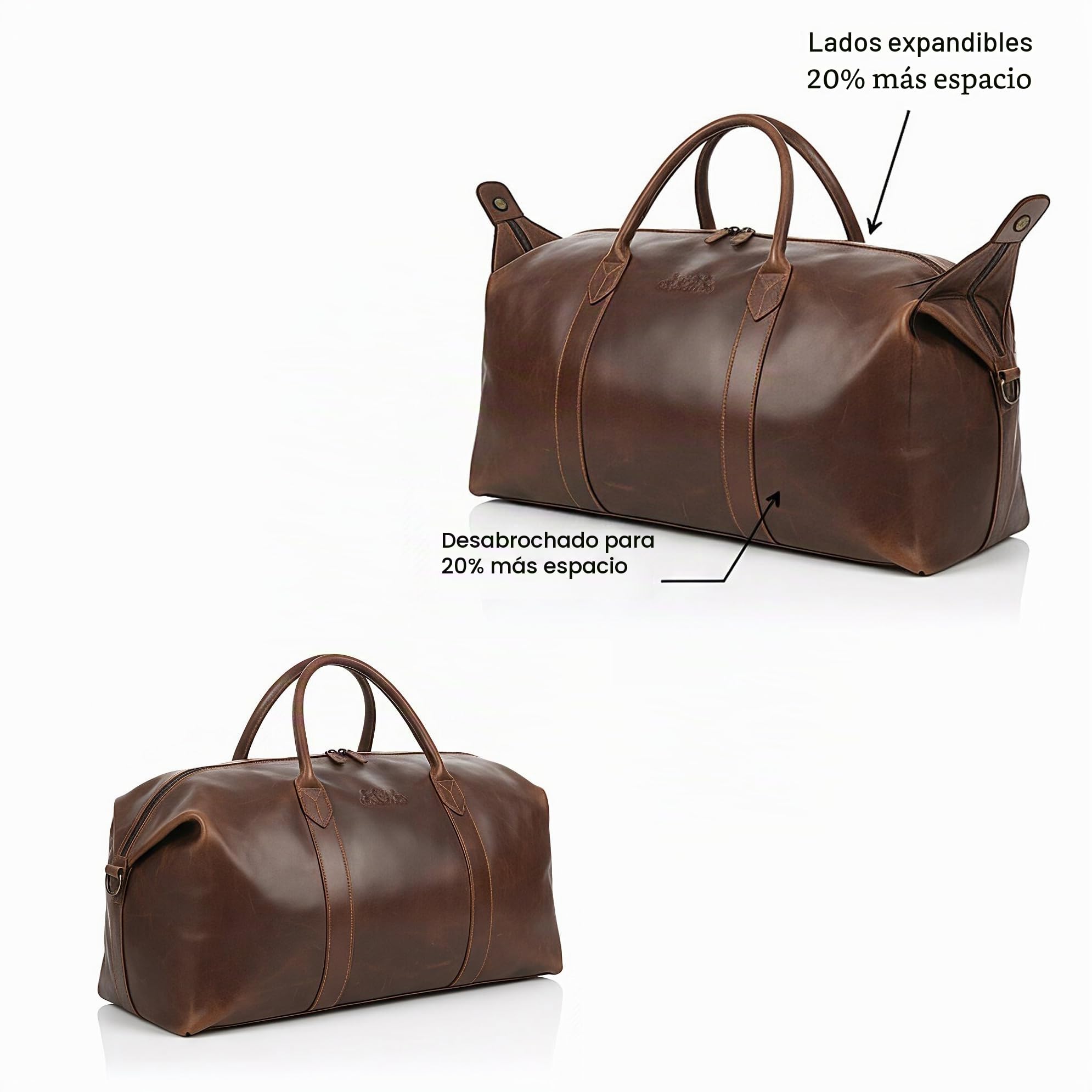 SID & VAIN Bolso de Viaje Cuero para Hombre I Bolso de Deporte Fin de Semana I Maletín Viaje Weekender, Equipaje de Mano Cabina Chester marrón Hecho a Mano