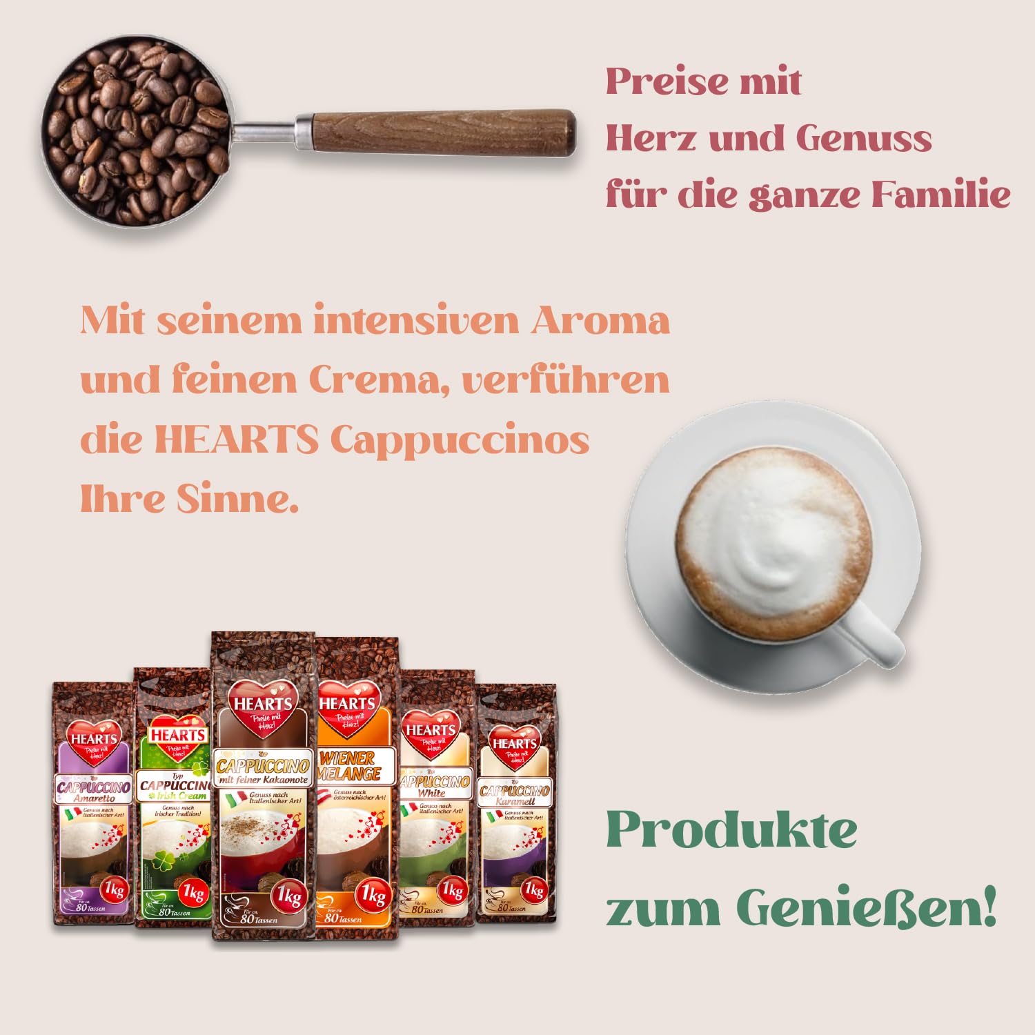 HEARTS Cappuccino Mix zestaw 6 próbek 1 kg kawy smakowe