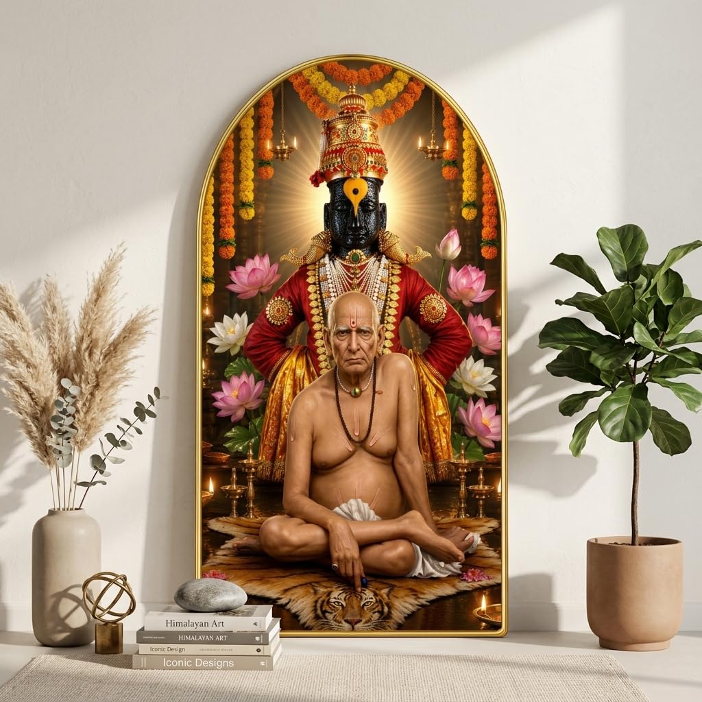 Radha Krishna Wall Painting - Golden Frame -7