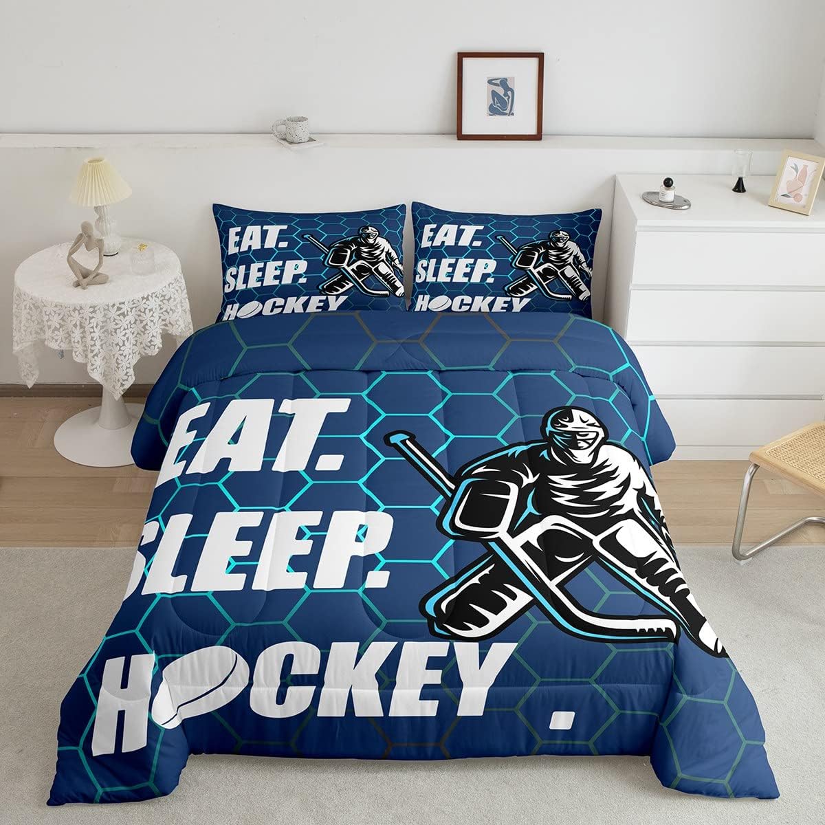 Hockey Comforter Sets for Kids Boys Girls Adult,Ice Hockey