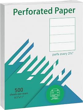 LINGLONG Premium Perforated Paper 8.5 x 11" 3 Part Perf White 8.5 X 3-2/3" Cardstock 21lb 2000 Sheets US Letter paper for Statements, Invoices 2000 Sheets, 3 Part Perf White 8.5 X 3-2/3"