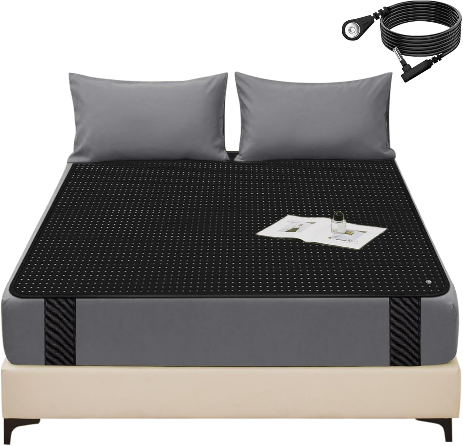 Grounding Mat, 54 * 78inch Breathable Grounding Pad for Bed, Grounding Mattress Pad with 15 Ft Grounding Cord, Grounding Sheets for Improve Sleep
