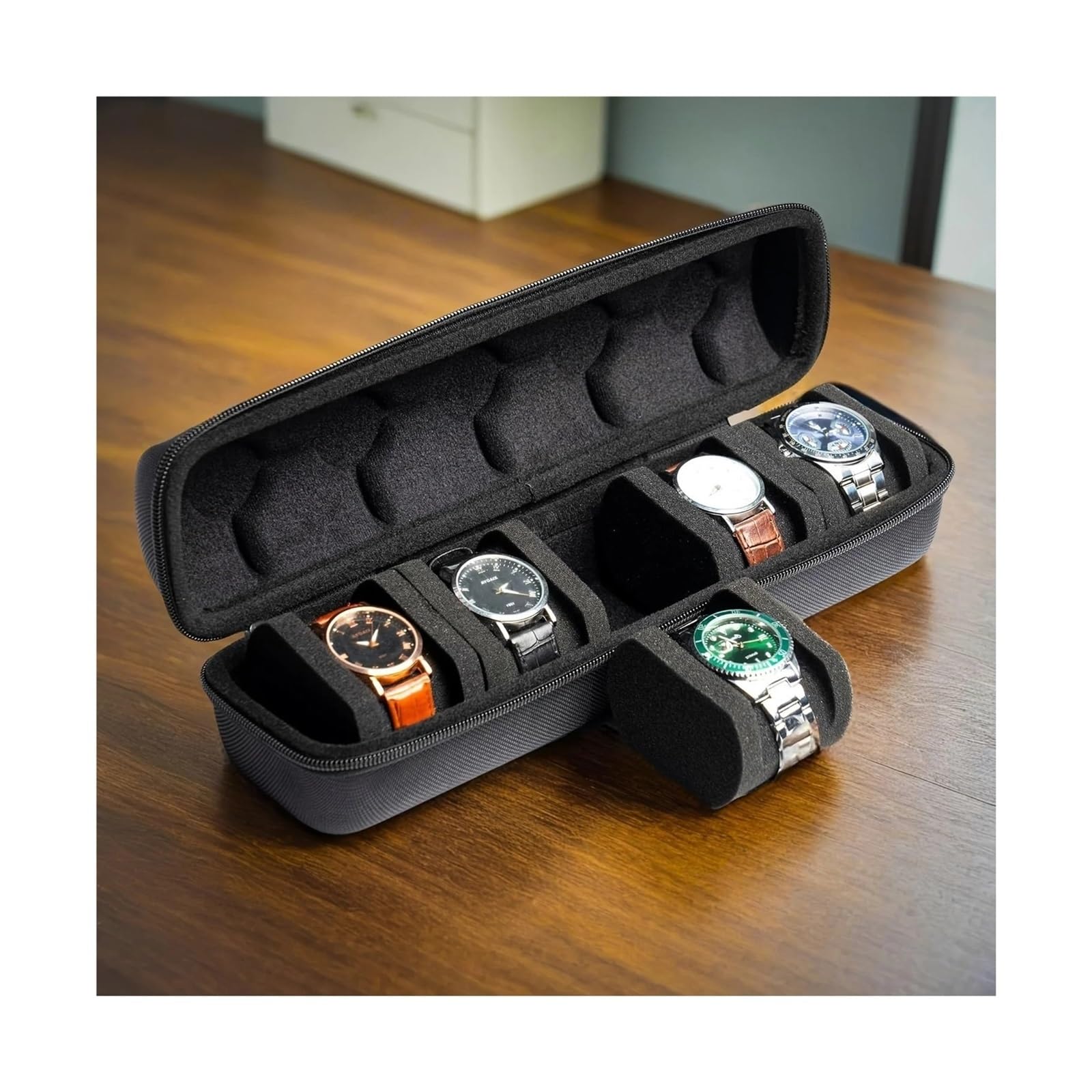 Genérico Cajas para relojes 1 bolsa de almacenamiento portátil for reloj con múltiples ranuras for tarjetas, caja for inteligente bandeja interior esponja