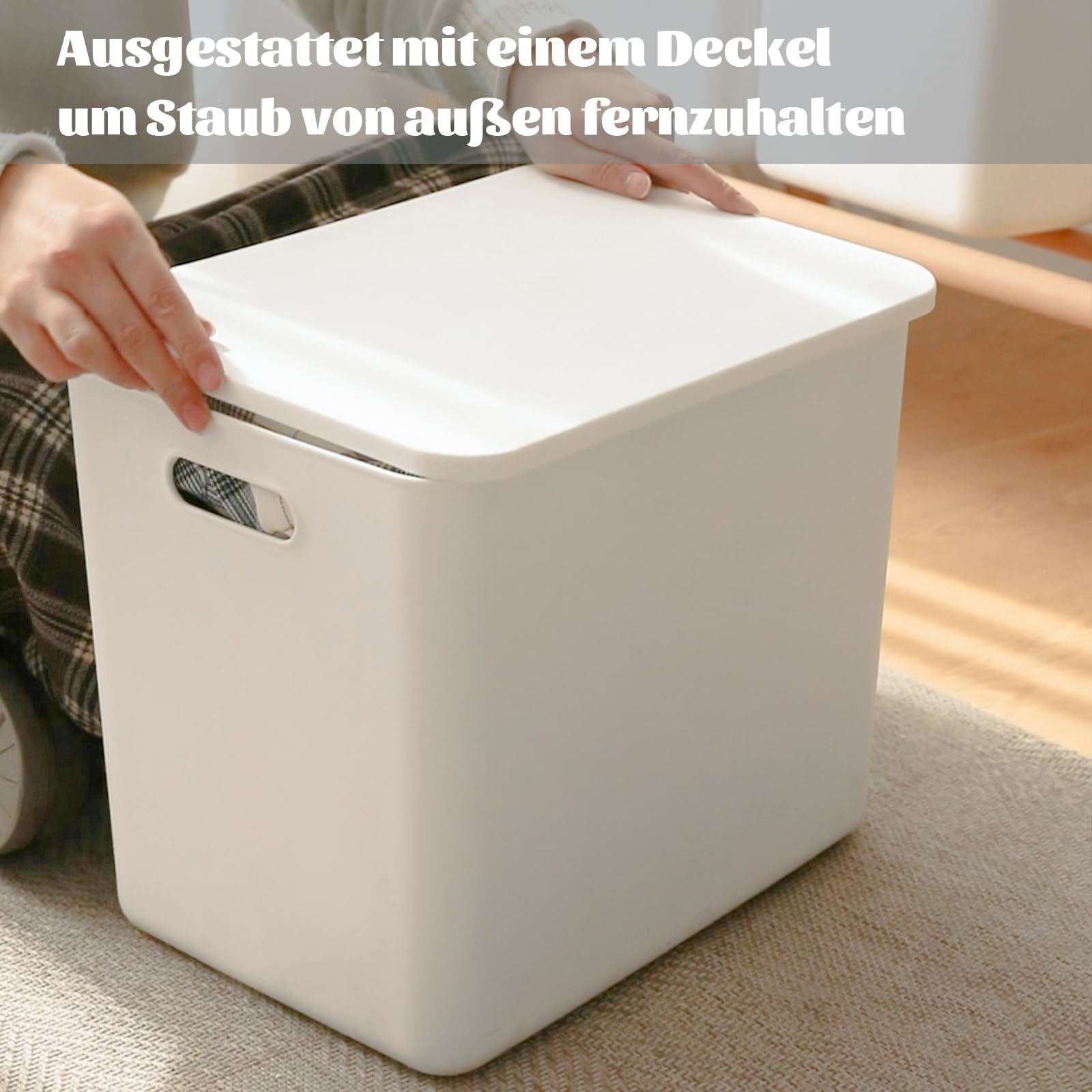 12L+25L 6 Pack große Kunststoff Weiße Aufbewahrungsbehälter Körbe, Toy Box Chest mit Deckel und Griff,Organizer Container für Kids,Nursery,Shelves,Playroom, Bedroom,Office,Closet,home(4XL+2L)