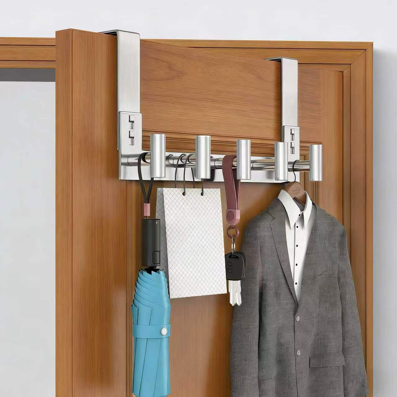Silver Over-the-Door Hooks - 5 Hooks -5