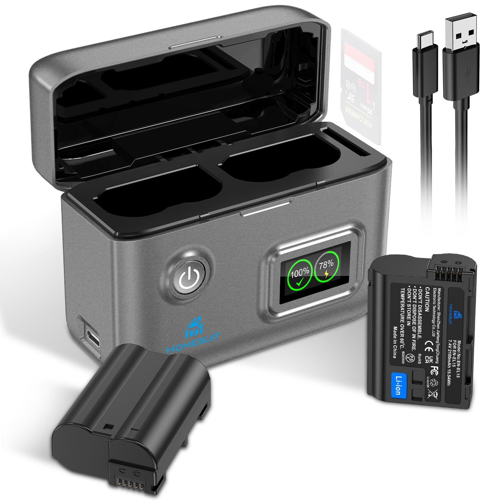 Amazon | Homesuit EN-EL15c EN-EL15a EN-EL15 互換 バッテリー 2個