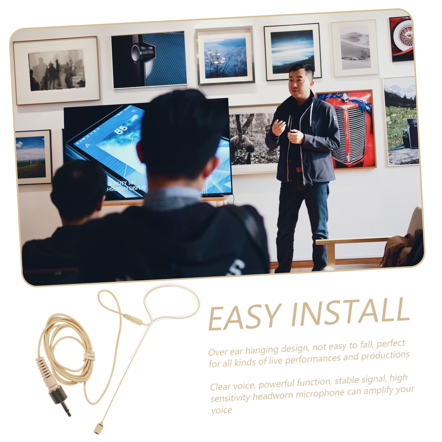 OFFSCH Headset Microphone Condenser Headworn Mic for Broadcasters Singers Tv Presenters