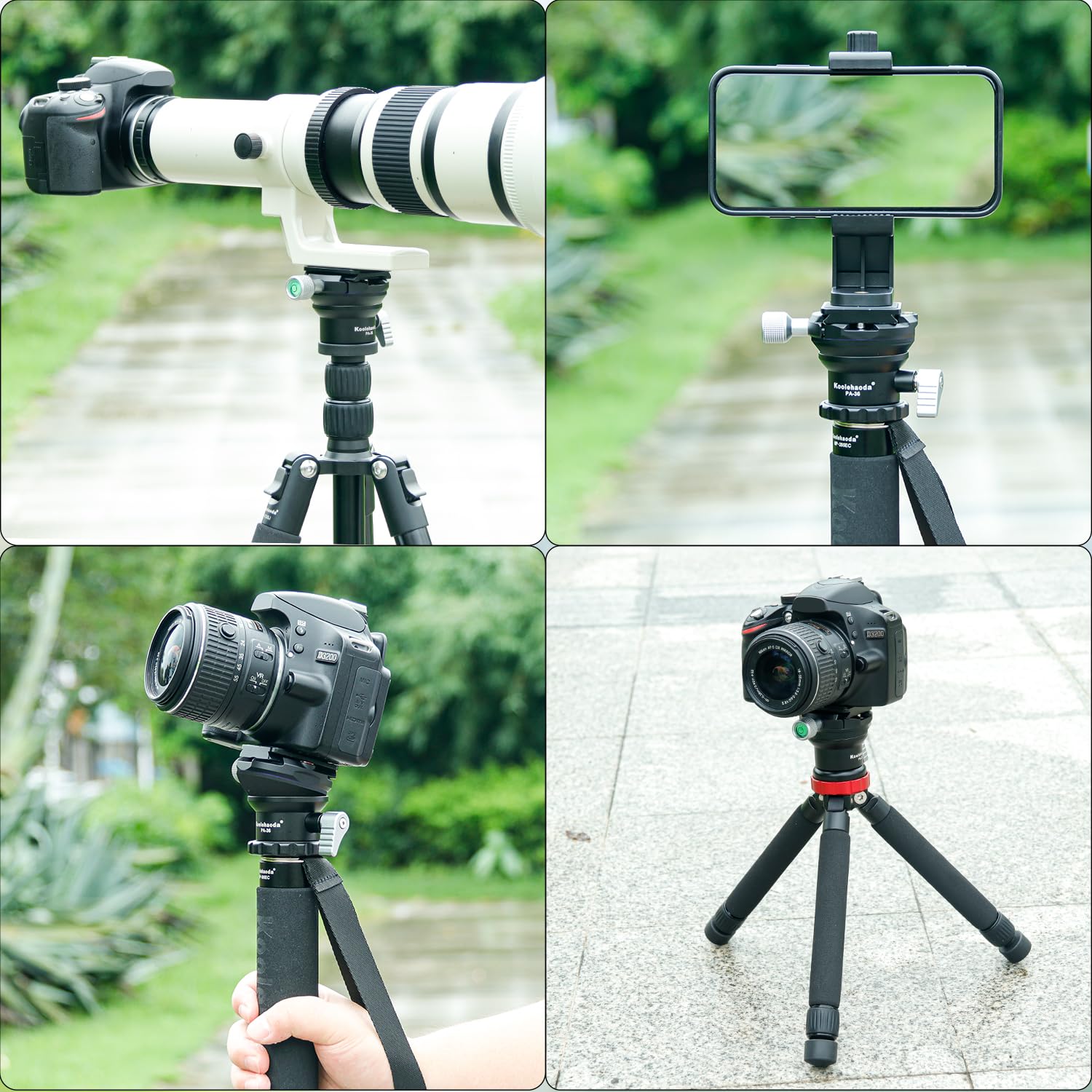 Koolehaoda Base de nivellement de la tête de trépied, niveau de caméra en aluminium, demi-boule d'inclinaison de 15°, avec plaque de dégagement rapide Arca de 6,35 mm pour appareil photo reflex