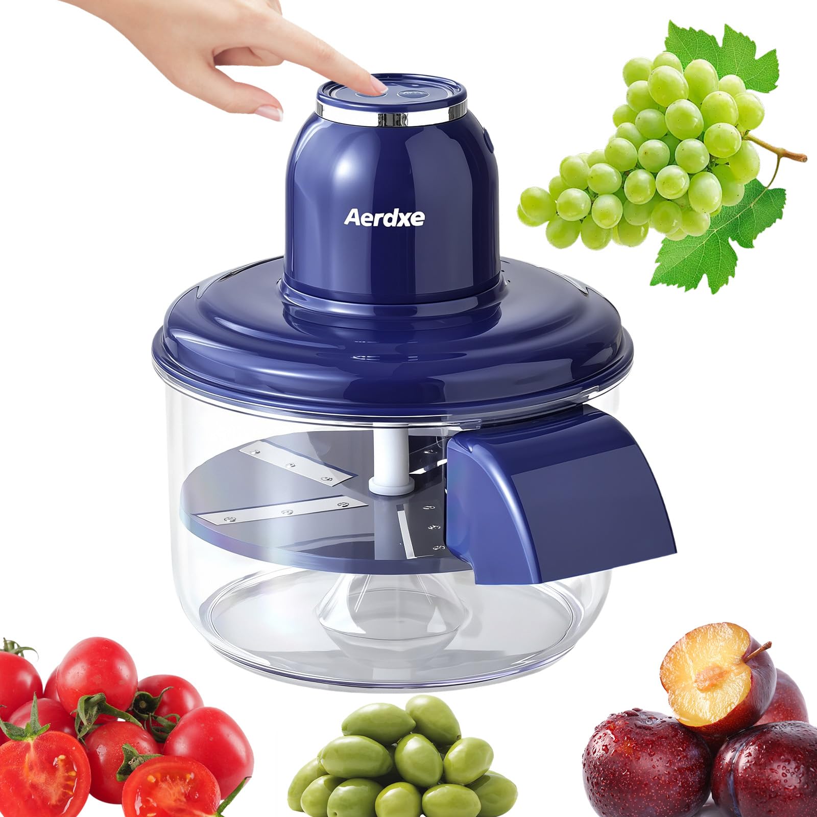 Sharplace Sparschäler Automatischer für Obst & Gemüse, Elektrischer Gemüseschäler, USB Recahrgeable Schälmaschine mit Scharfer Klinge Universal für Zuhause & Picknick, Trauben, Kirschen, Tomaten, Blau