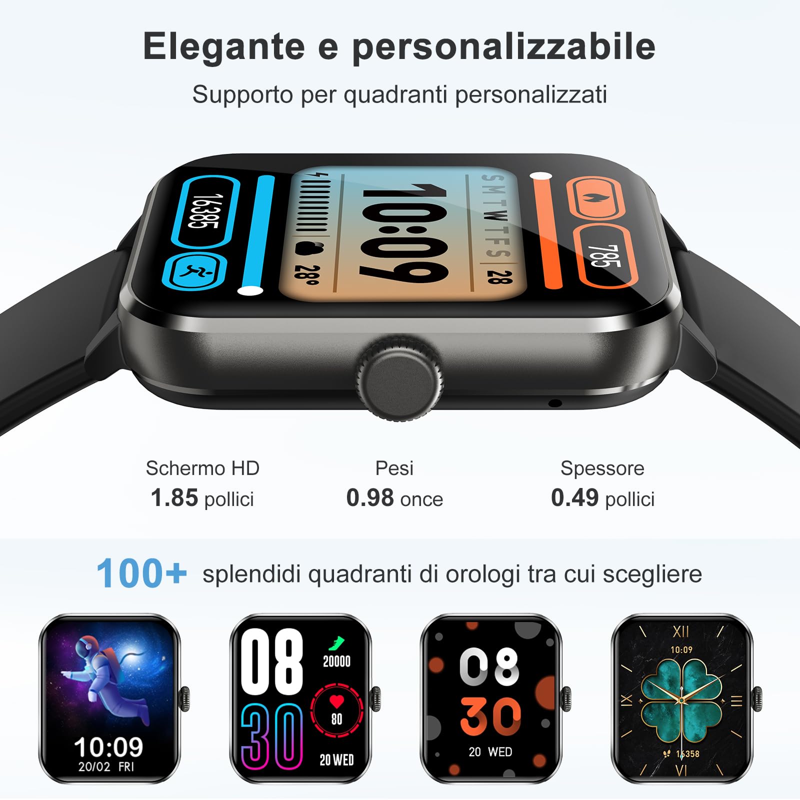 Baolubao Smartwatch Donna, 1.85" Smartwatch con Effettua/Risposta Chiamate, 100+ Sportive Smart Watch con 2cinturini/Cardiofrequenzimetro/Sonno, IP68 Impermeabile Fitness Tracker per iOS Android