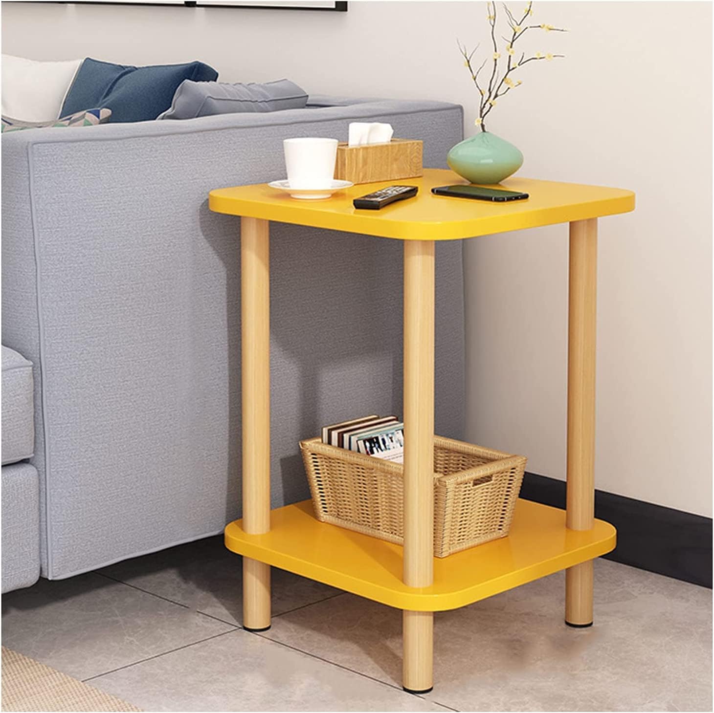 Amazon.co.jp テーブル、工業用レトロサイドテーブルベッドサイドテーブル収納棚、無垢材ベッドサイドテーブルハイサイドテーブルベッド