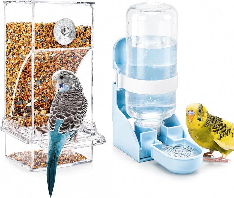 Comedouro e Bebedouro para Aves Pequenas Rypet com Design Antidesperdício, Pacote com 2