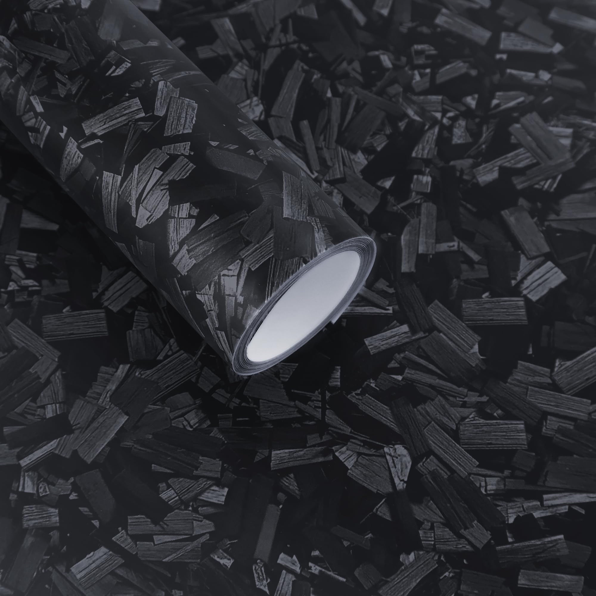 Lypumso Matte Black Forged Carbon Fiber Vinyl Wrap Roll, Anti-Wrinkle Bubble Free Replacement Car Sticker, Premium Self Adhesive Car Wrap Vinyl Automotive DIY Interior Exterior 1ft x 5ft