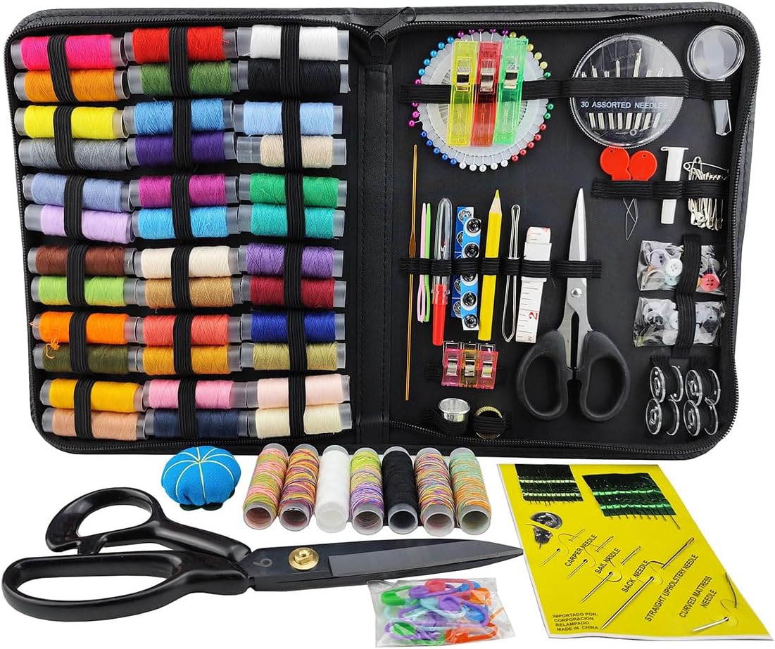 Sewing Kit for Adults, Needle and Thread Kit for Sewing,252 Pcs Professional Sewing Supplies Accessories with Tailor Scissors, Portable Sewing Supplies for Travel Home Beginners
