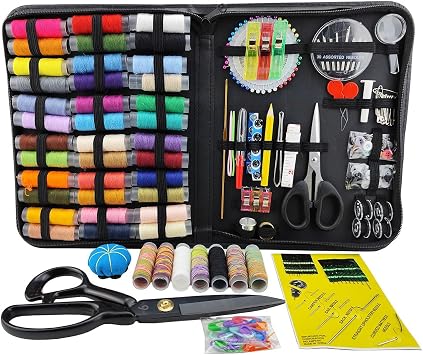 Sewing Kit for Adults, Needle and Thread Kit for Sewing,252 Pcs Professional Sewing Supplies Accessories with Tailor Scissors, Portable Sewing Supplies for Travel Home Beginners